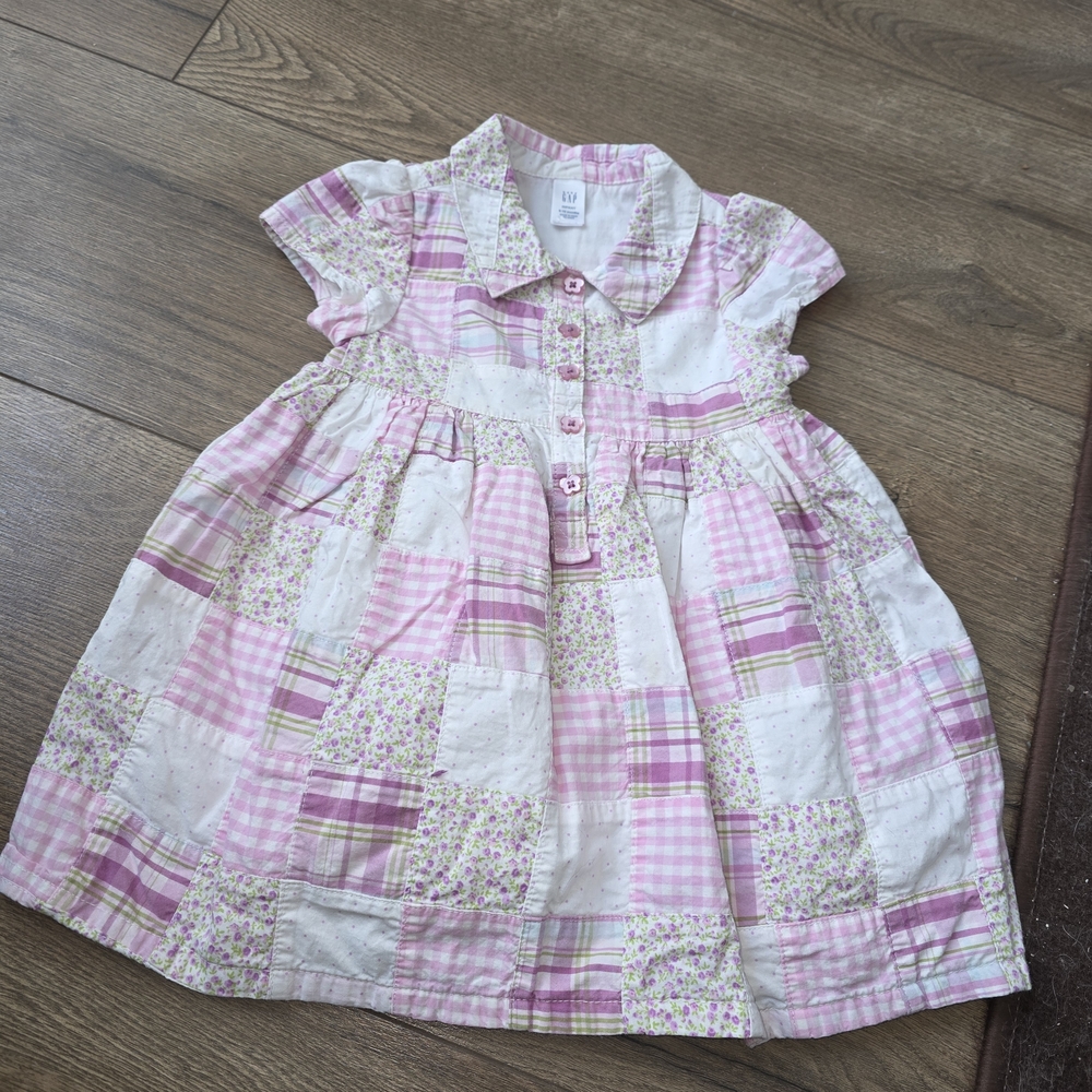 Vintage Baby GAP Pink and White Infant Dress